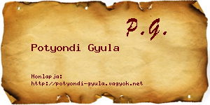 Potyondi Gyula névjegykártya